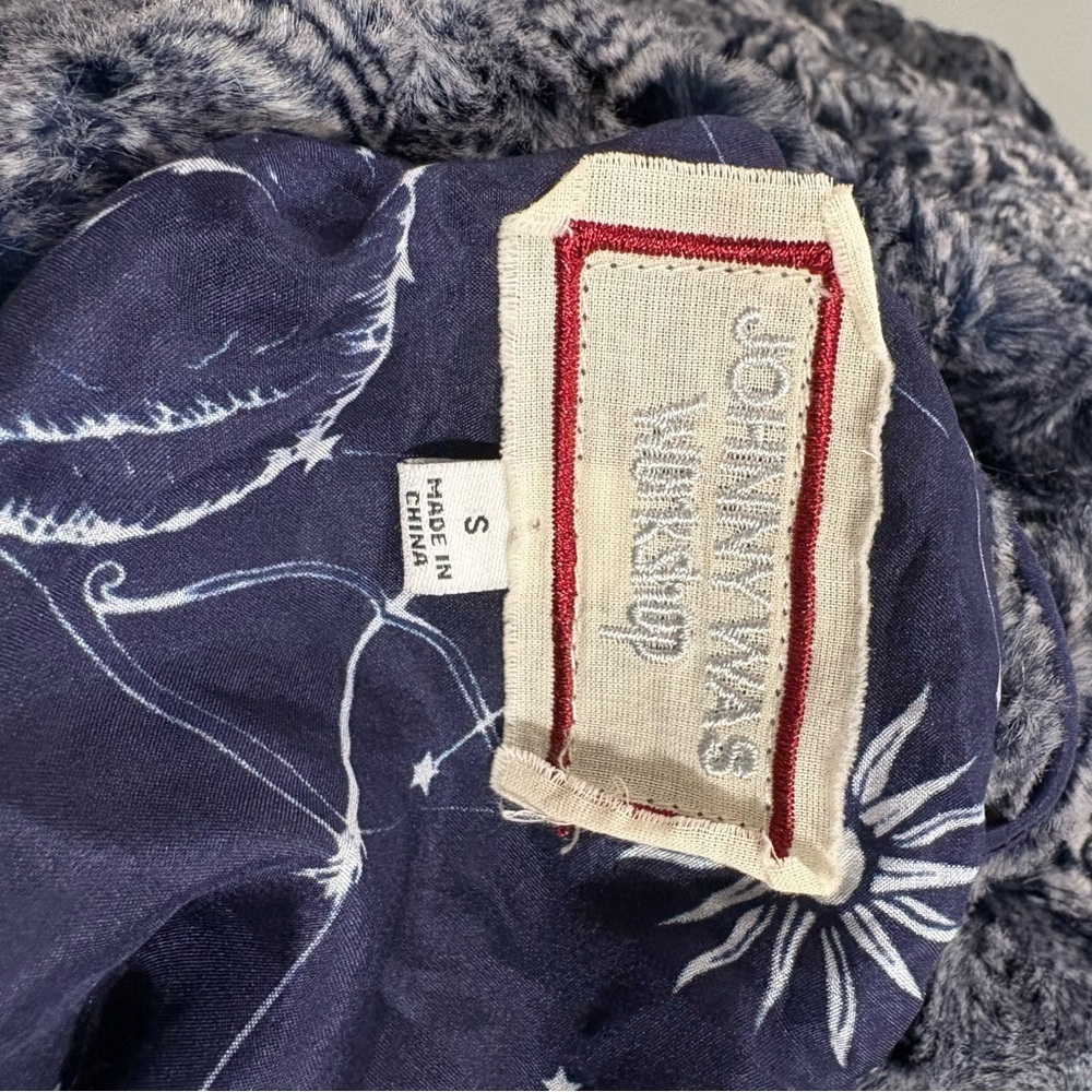 Johnny Was Rosaline Faux Fur Bomber Jacket Full Zip Silk Lined Blue Size Small - Picture 10 of 11